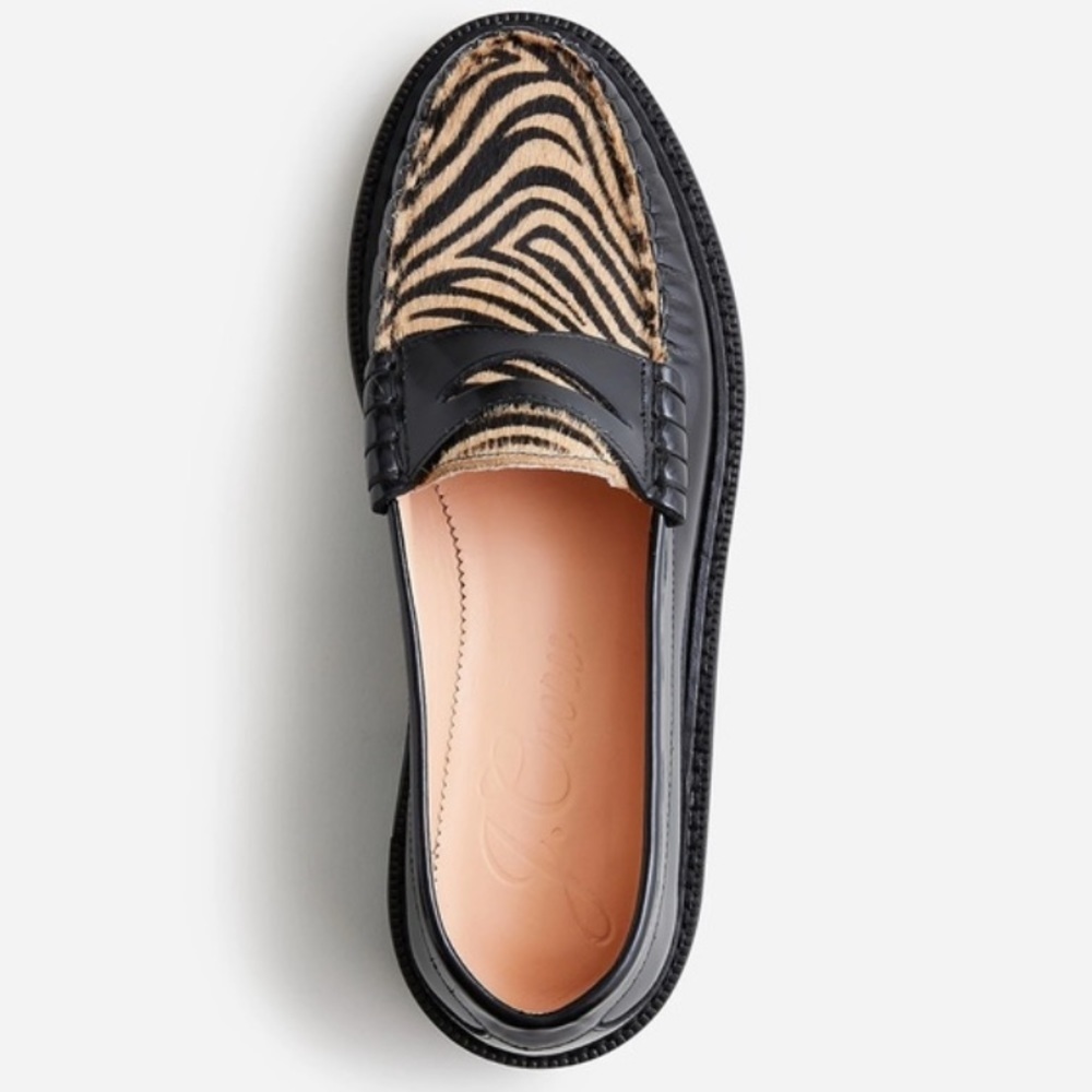 J. Crew Rowan Penny Loafers in Leather and Calf Hair